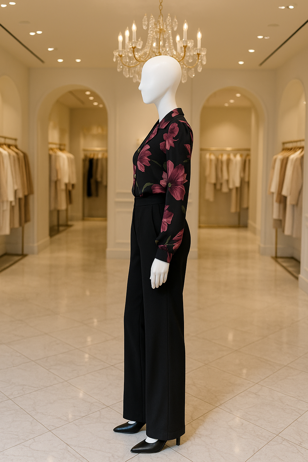 Black Floral Shirt and Trouser Set