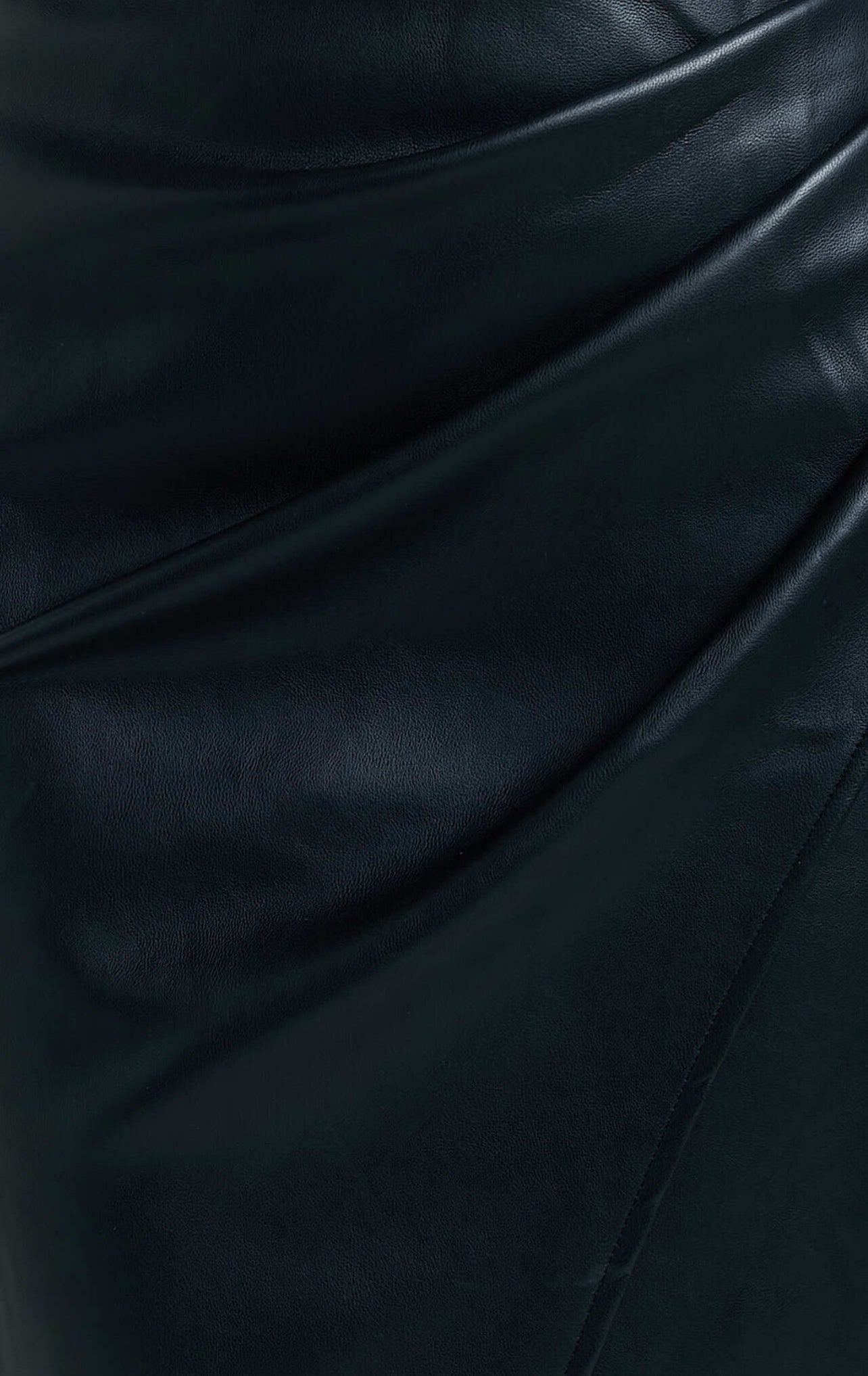 Black Leather Split Midi Skirt