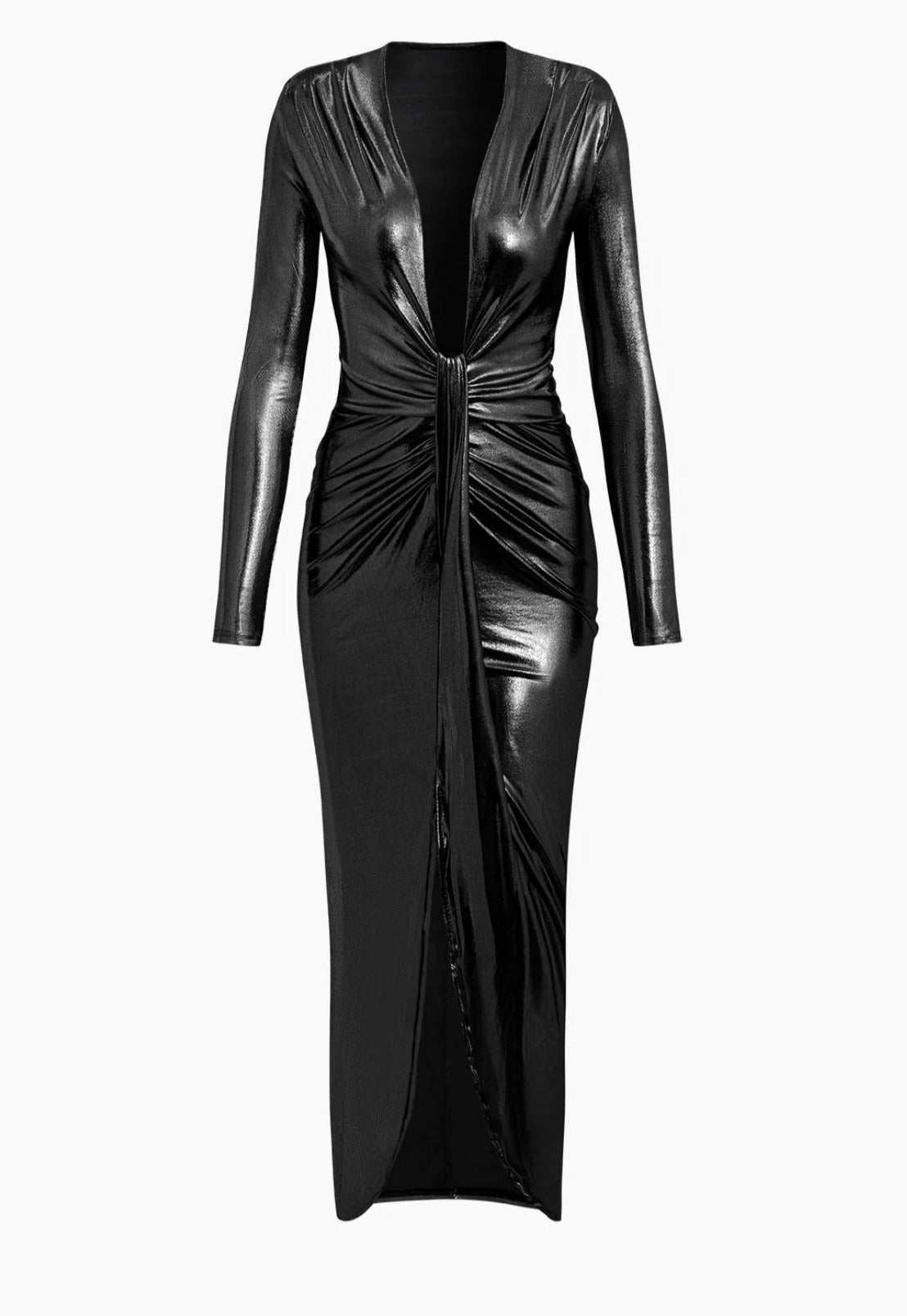 black metallic bodycon dress One Shoulder Ruched Detail Mini Bodycon Dress In Black Metallic | EGO US
