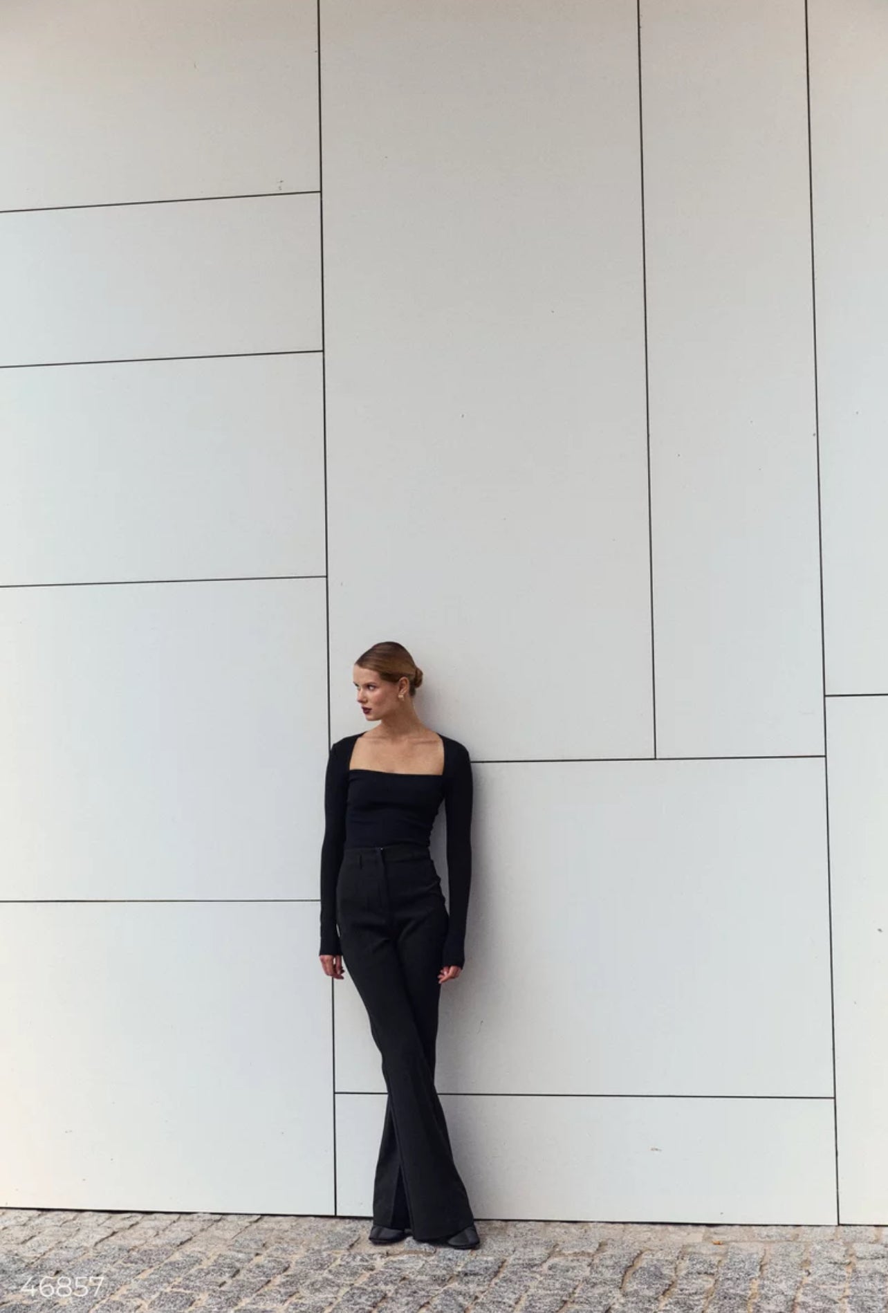 Black Square Neck Full Sleeve Top