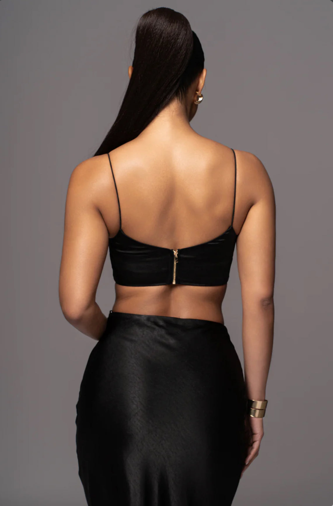 Black Verina Satin Maxi Skirt