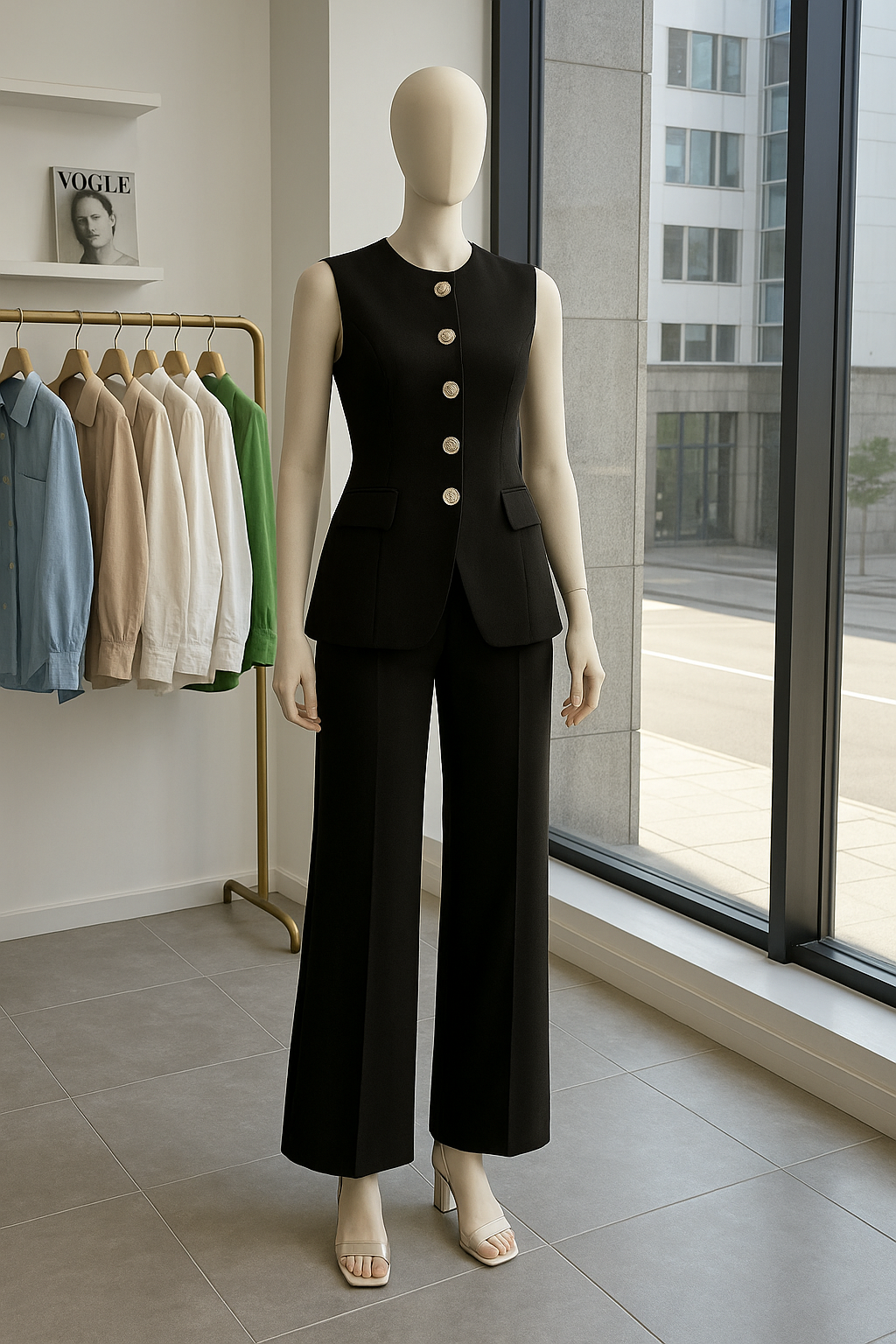 Black Waistcoat & Trousers Co-ord Set