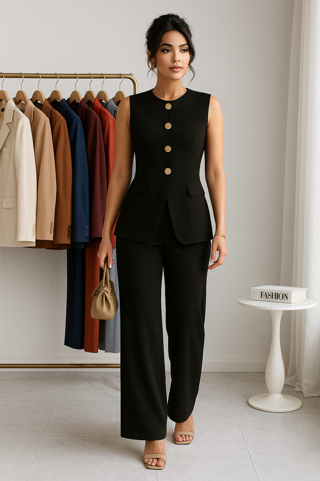 Black Waistcoat & Trousers Co-ord Set