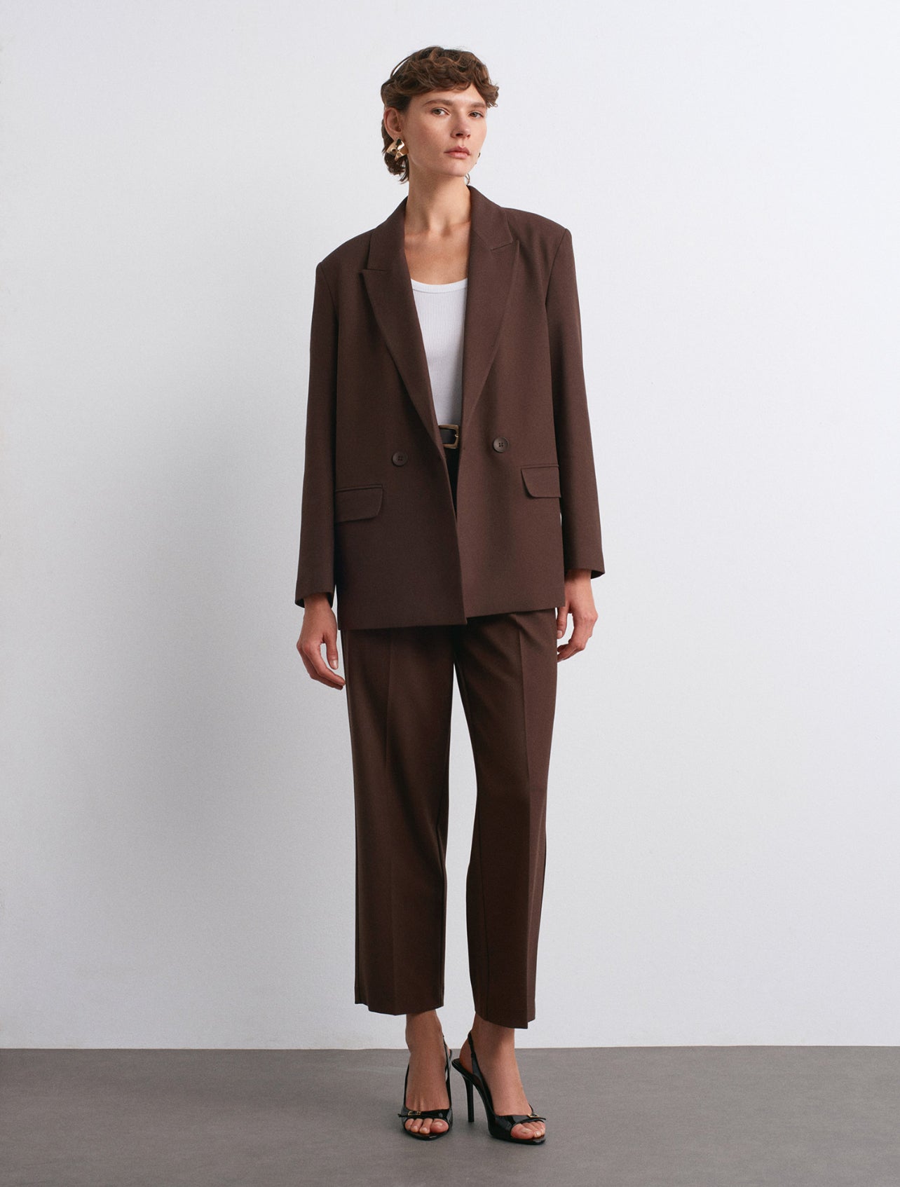 Dark Brown Double Breasted Blazer