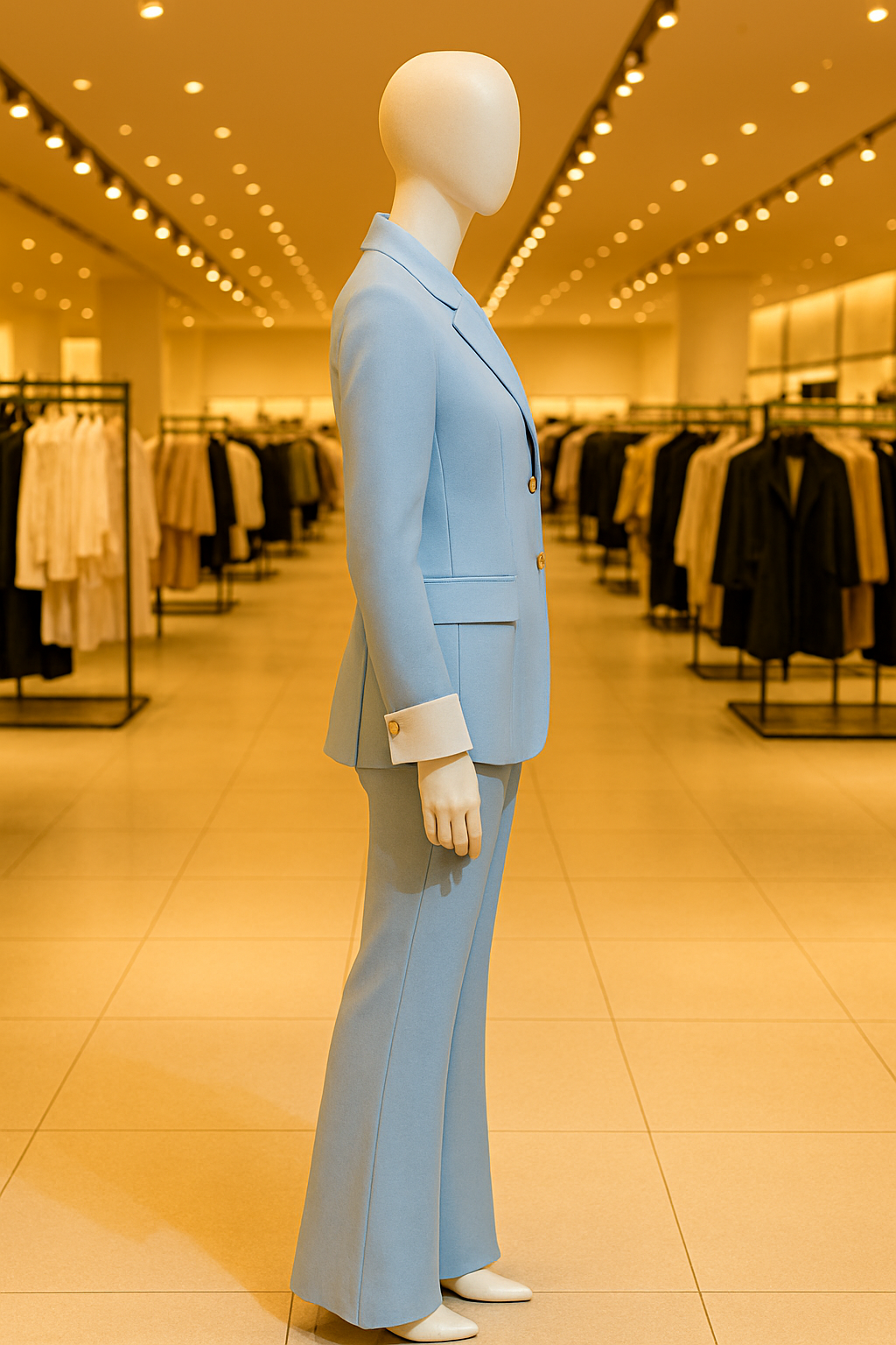 Light Blue Buttoned Single Breasted Blazer