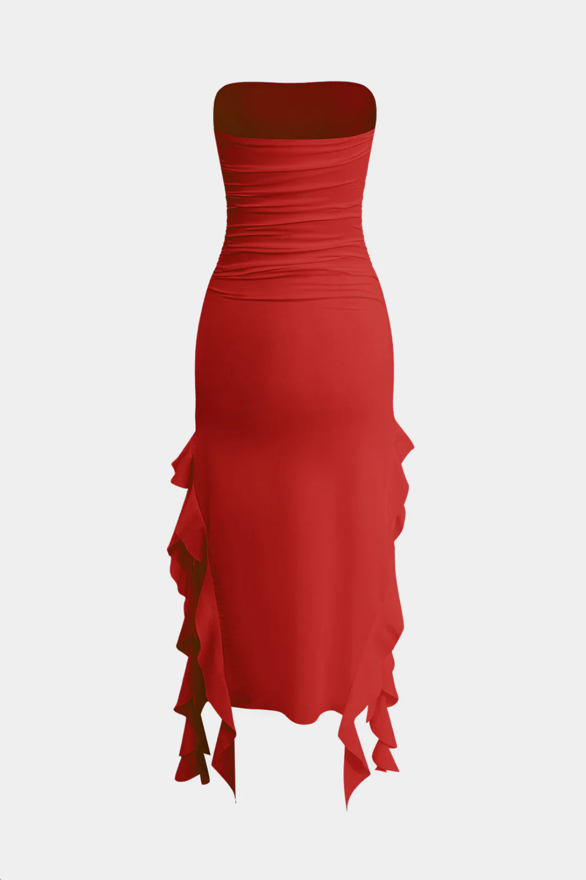 Red Ruffle Bodycon Tube Dress