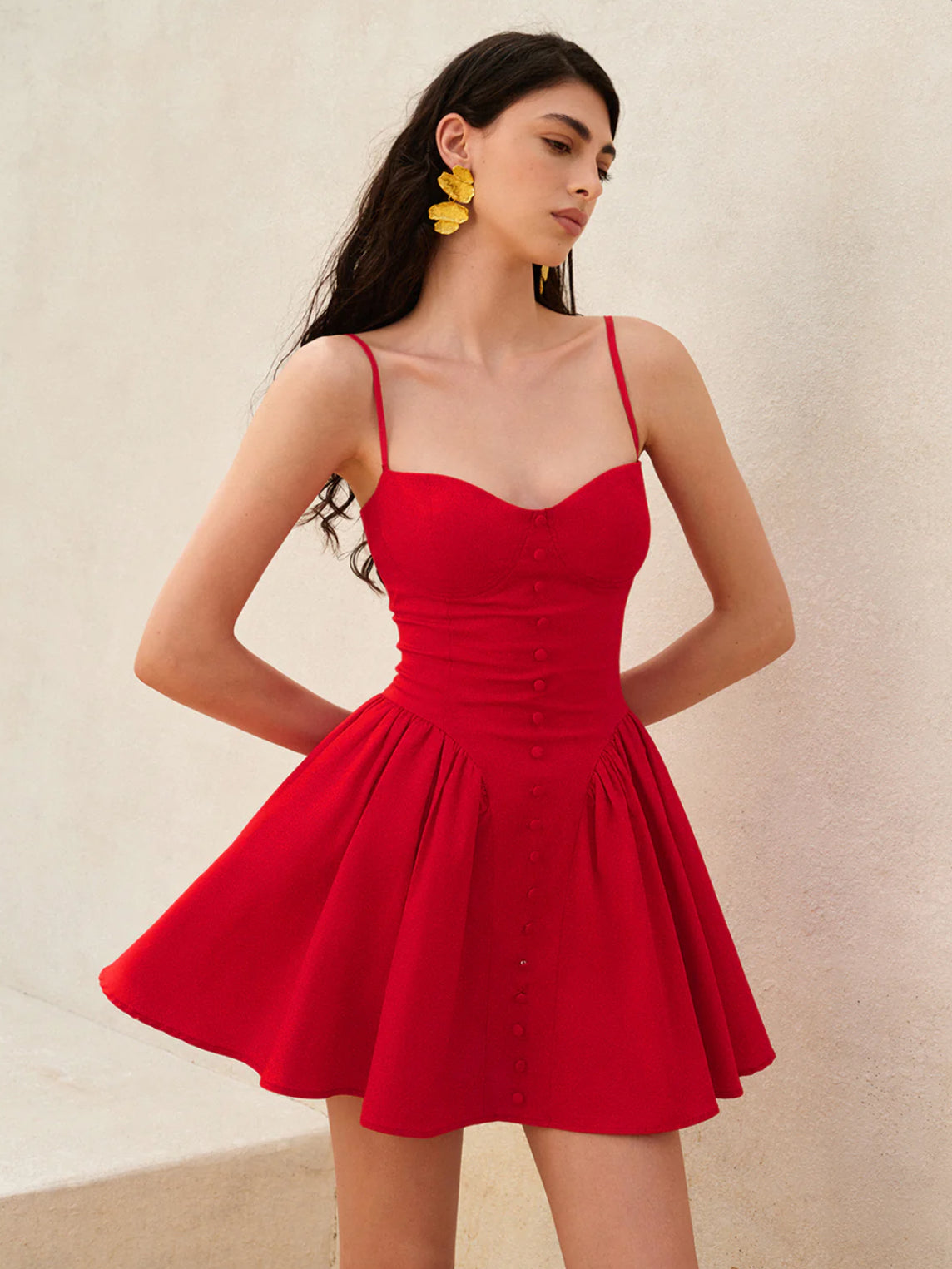 Red Corset A-line Cami Dress