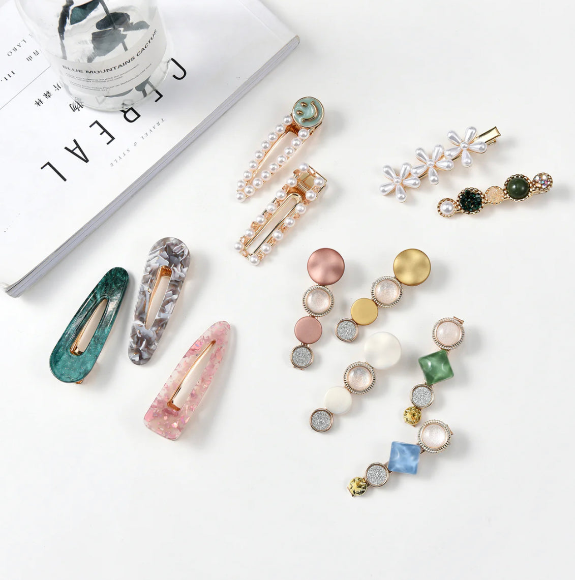 Rhylee Pearls and Stones Hair clip  (Set of 4)