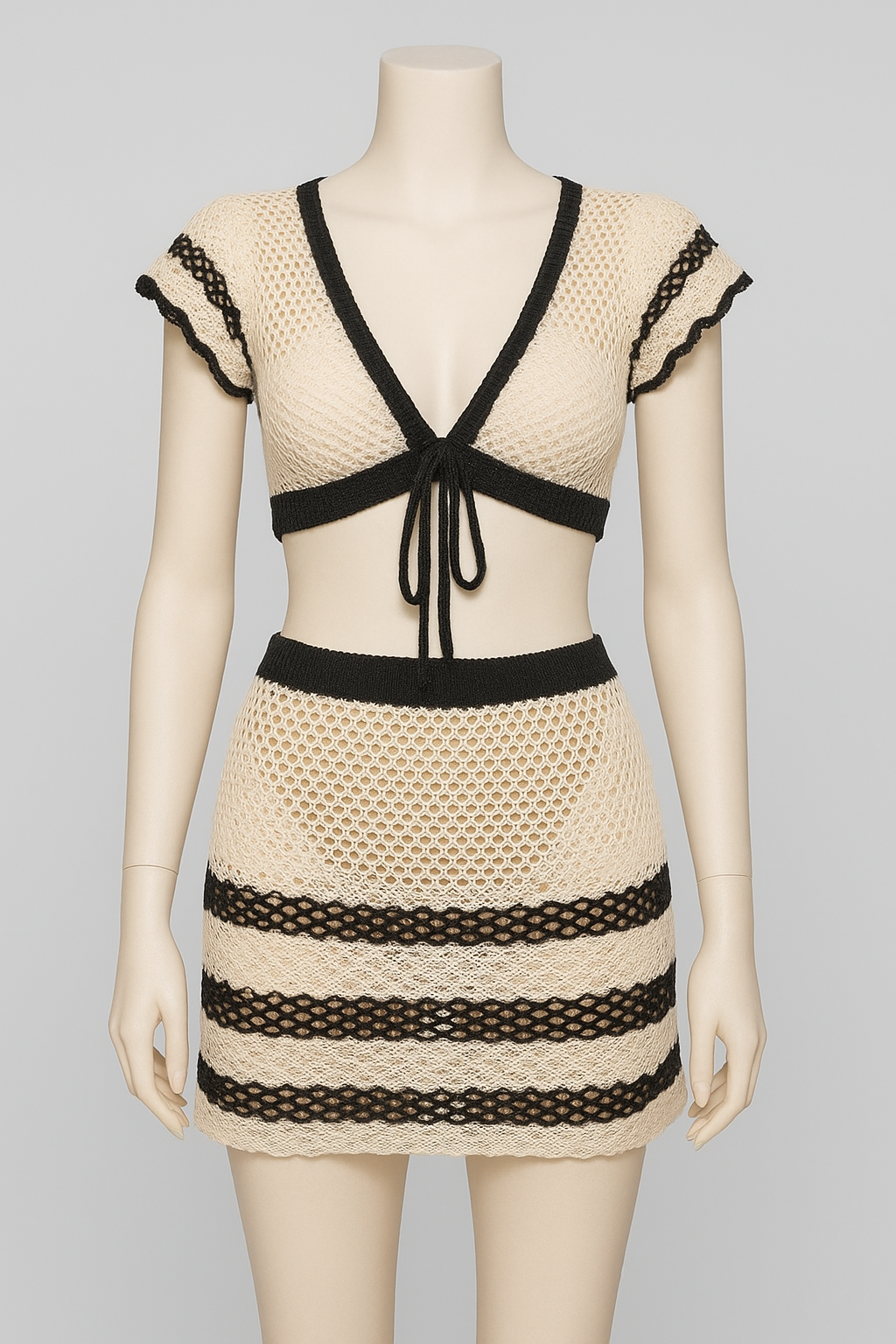 White Crochet Beach Top & Skirt Set