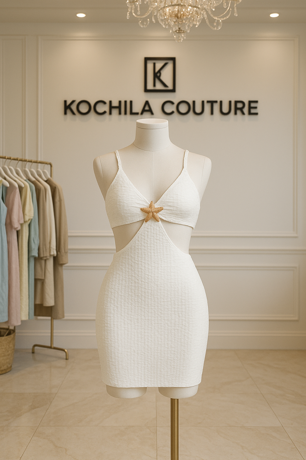 White Textured Cut-out Bodycon Dress