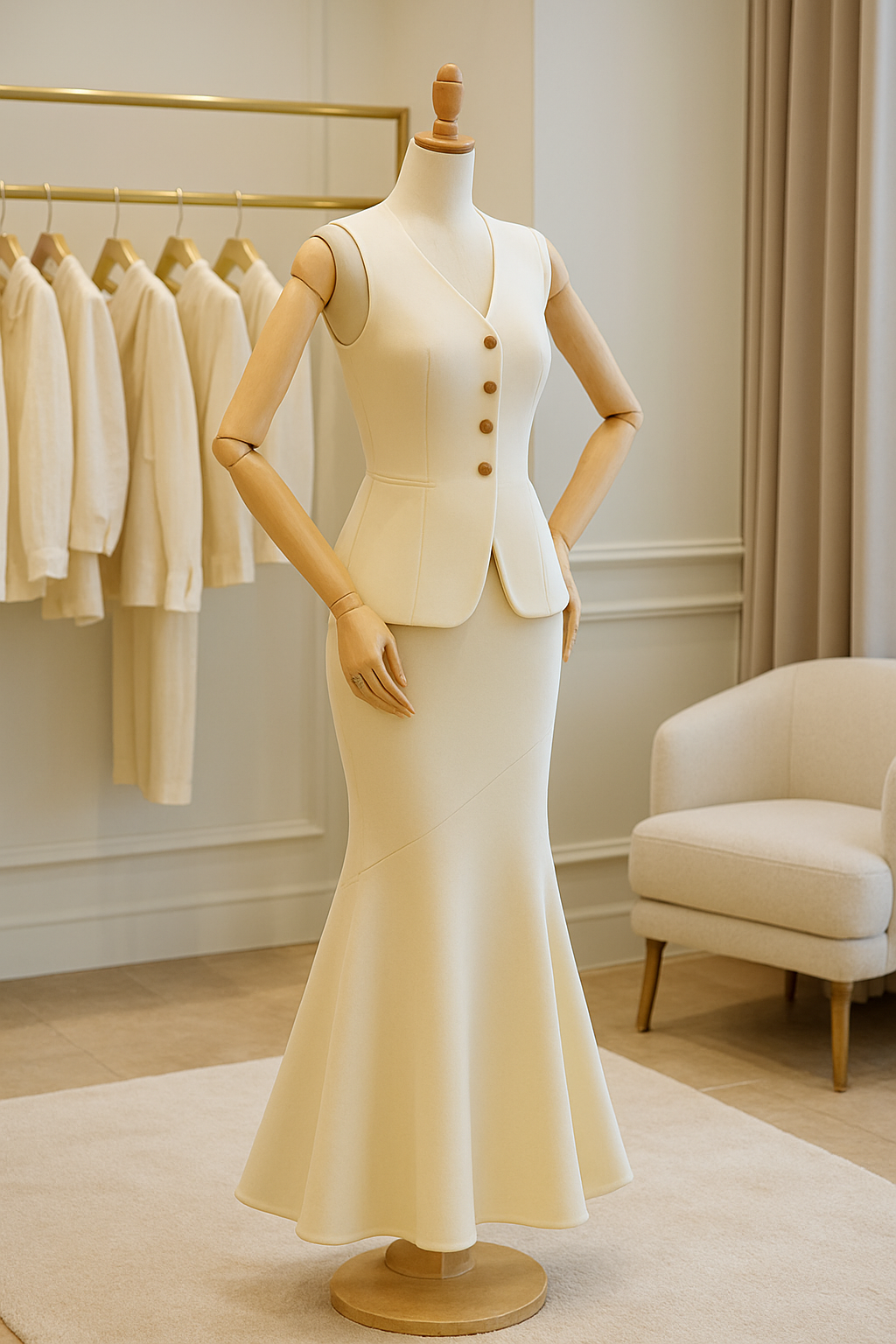 beige-waistcoat-mermaid-skirt-set-02-kochila-couture