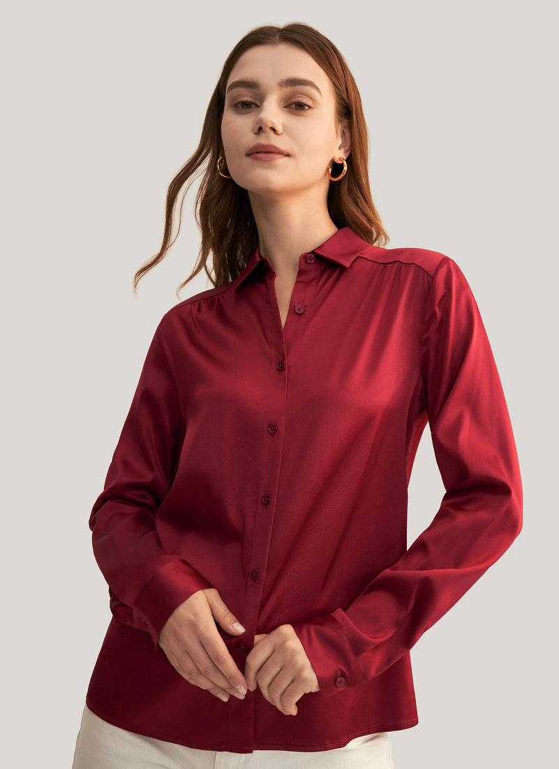 Burgundy Satin Shirt Kochila Couture Burgundy Satin Shirt Kochila Couture