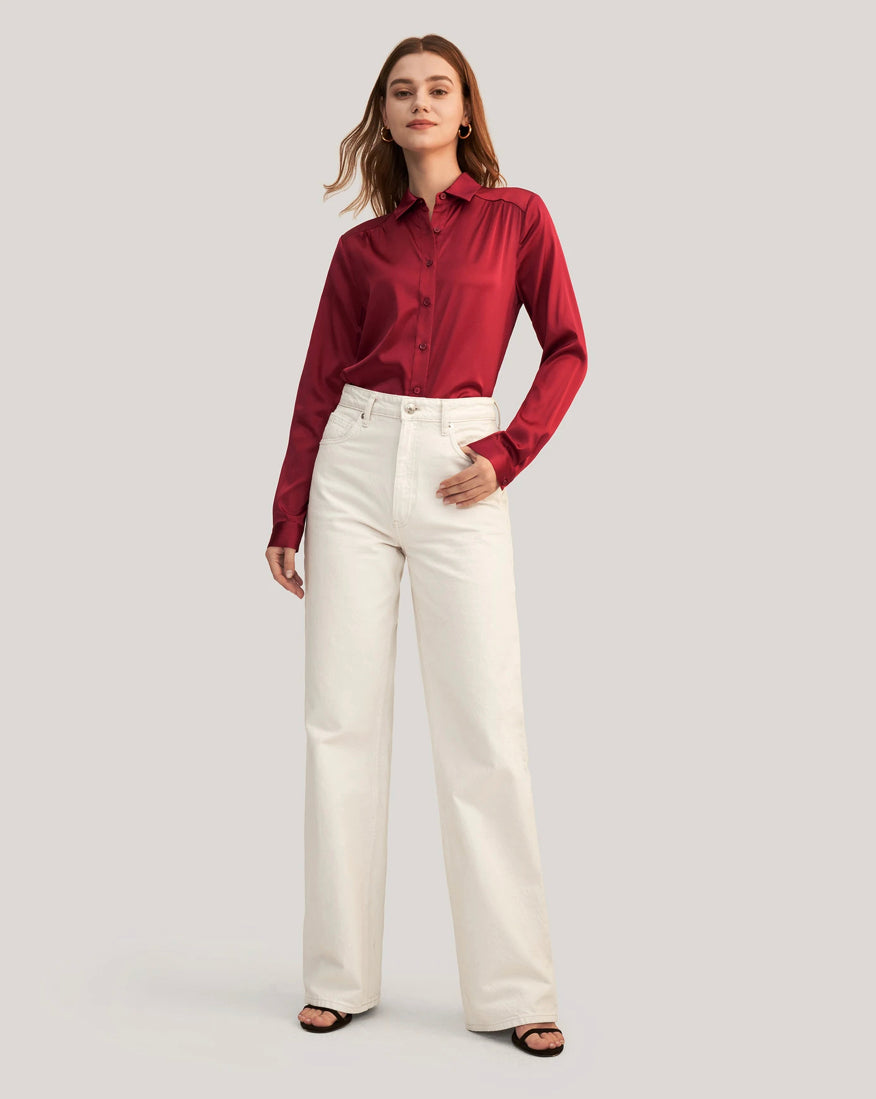 Burgundy Satin Shirt