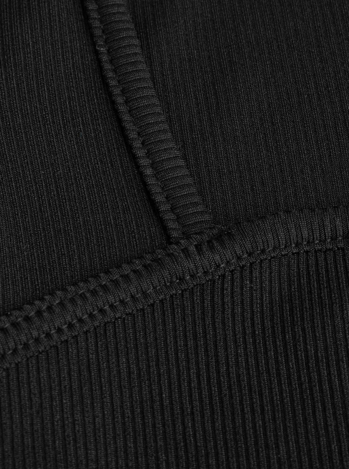 Black Ribbed Square Neck Top