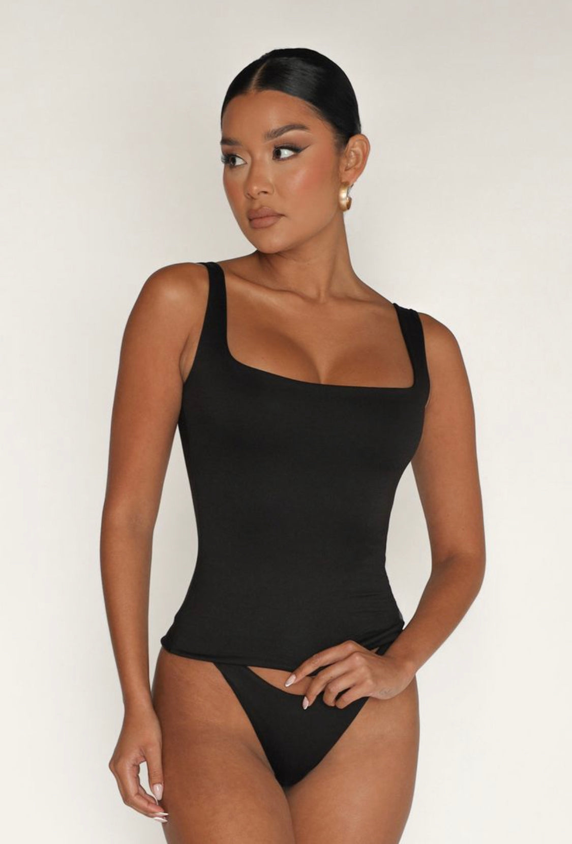 Black Satin Skin Top