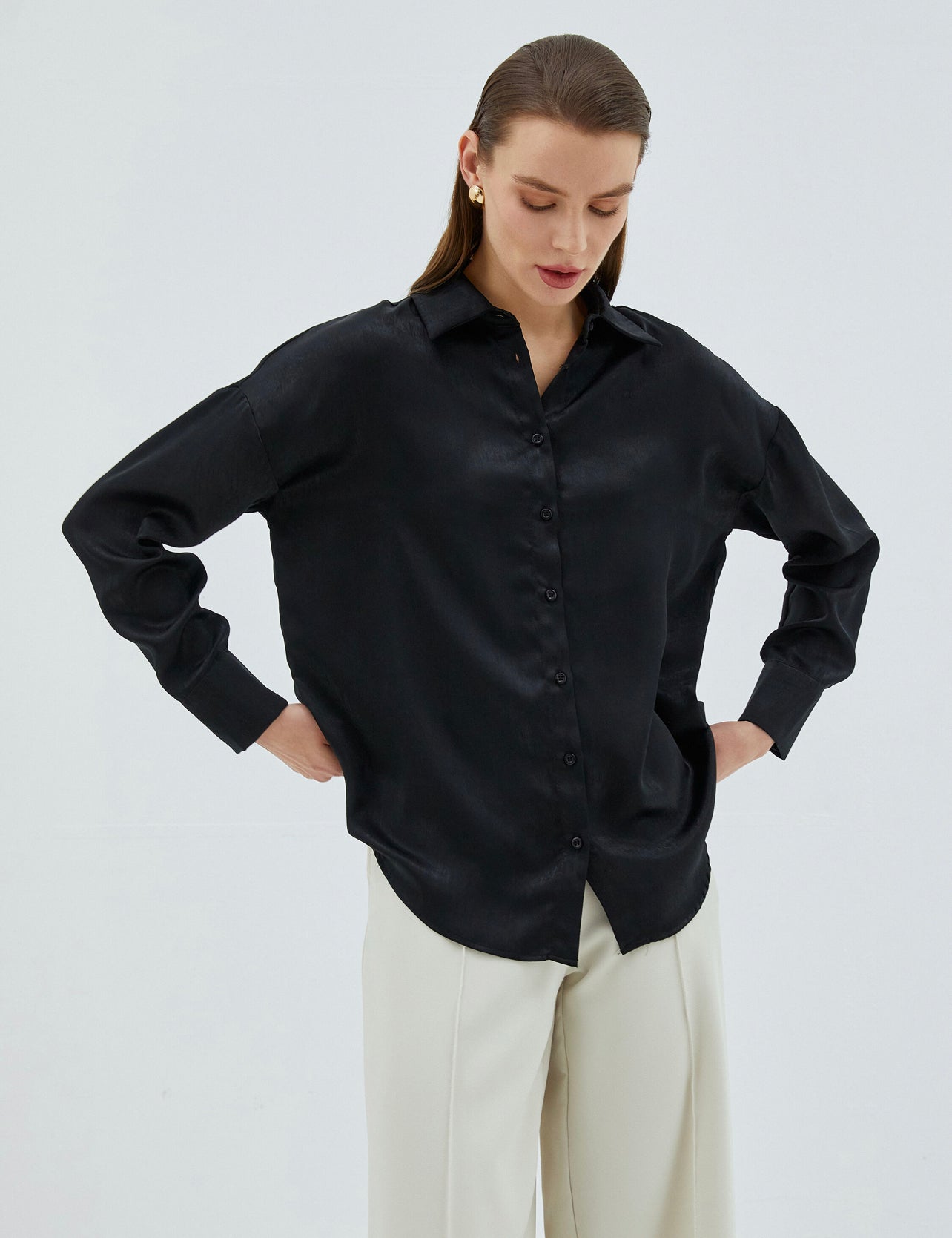 Ottiline Black Premium Silk Shirt