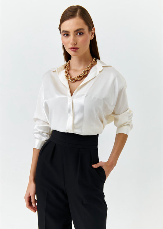 Porcelain White Silk Shirt