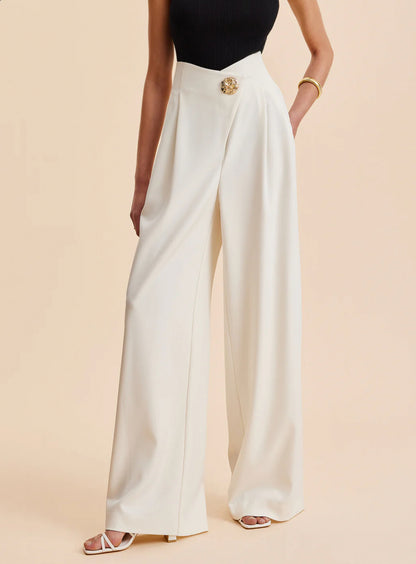 Apricot Pleated Wide Leg Trousers