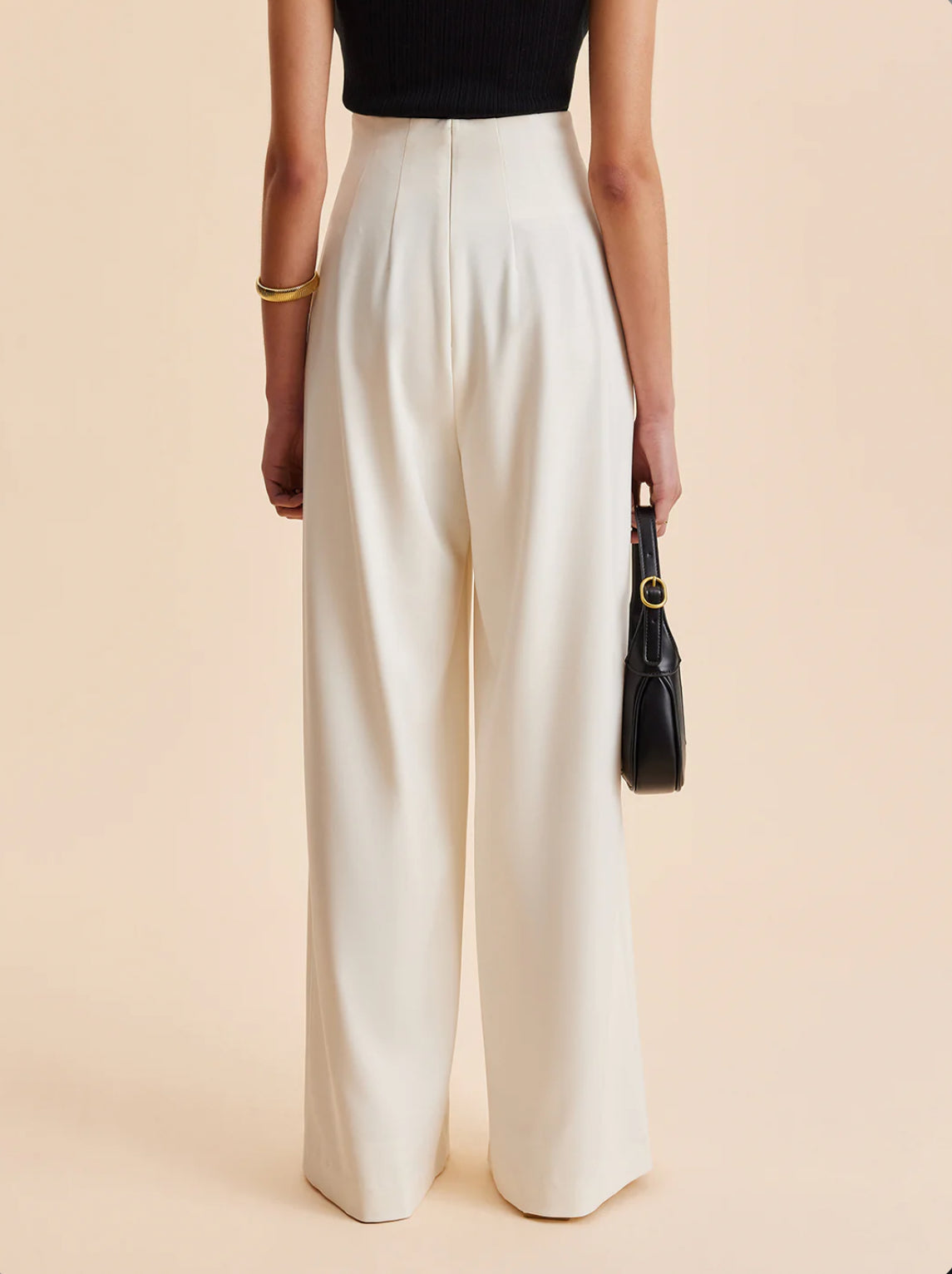 Apricot Pleated Wide Leg Trousers