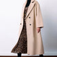 Beige Double Breasted Woollen Overcoat