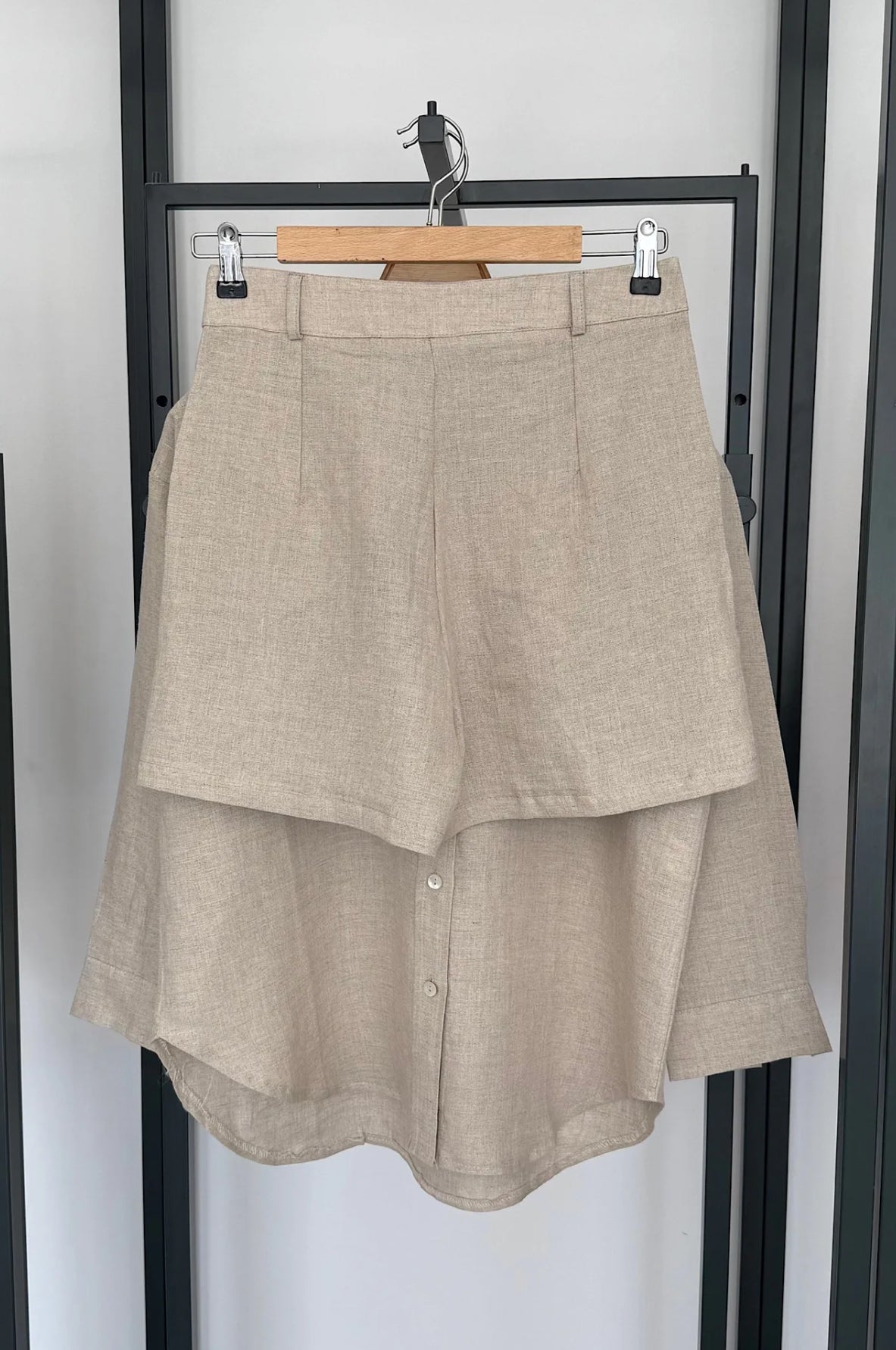 Beige Linen Shirt & Shorts Co-ord Set