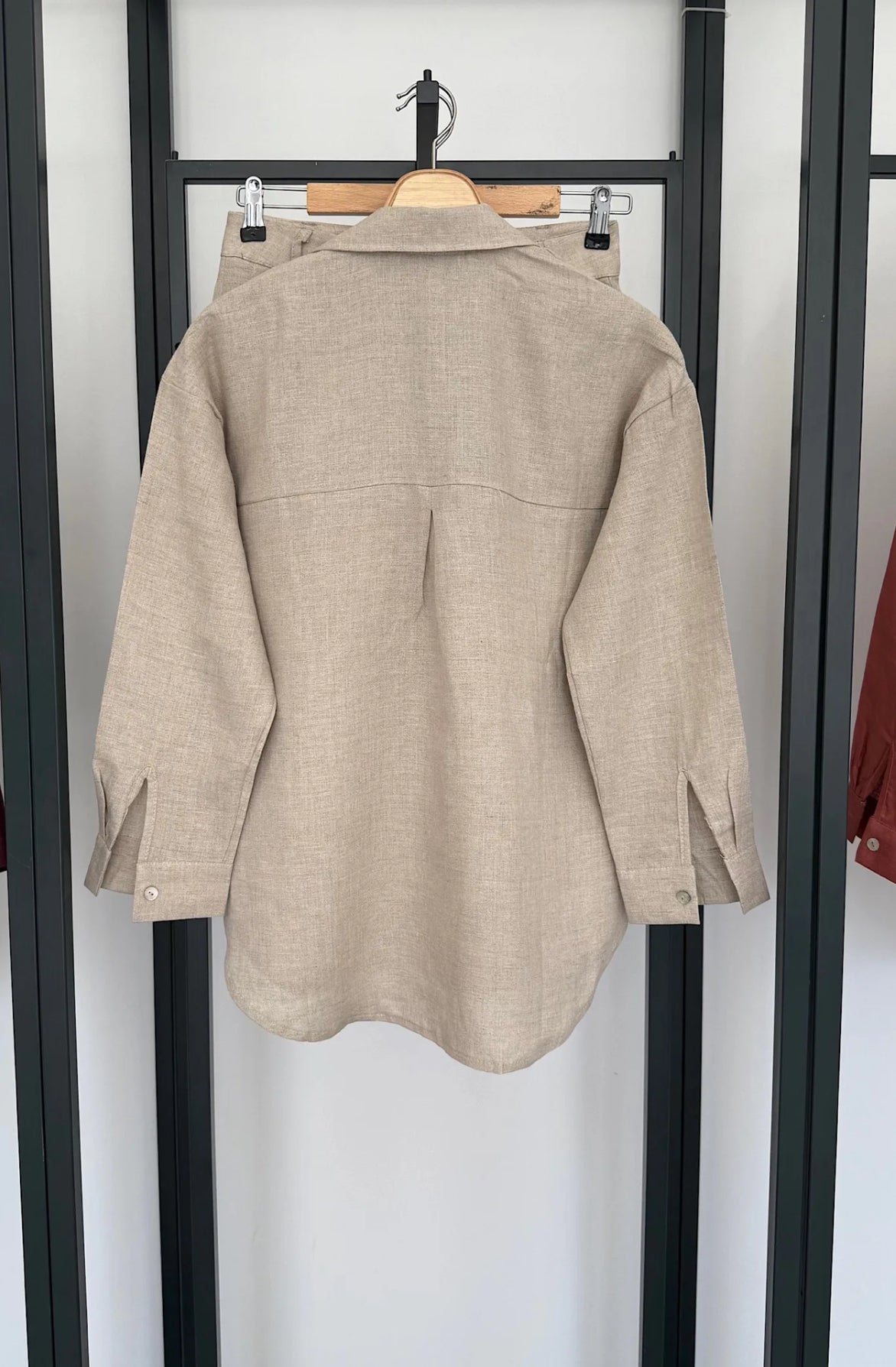 Beige Linen Shirt & Shorts Co-ord Set