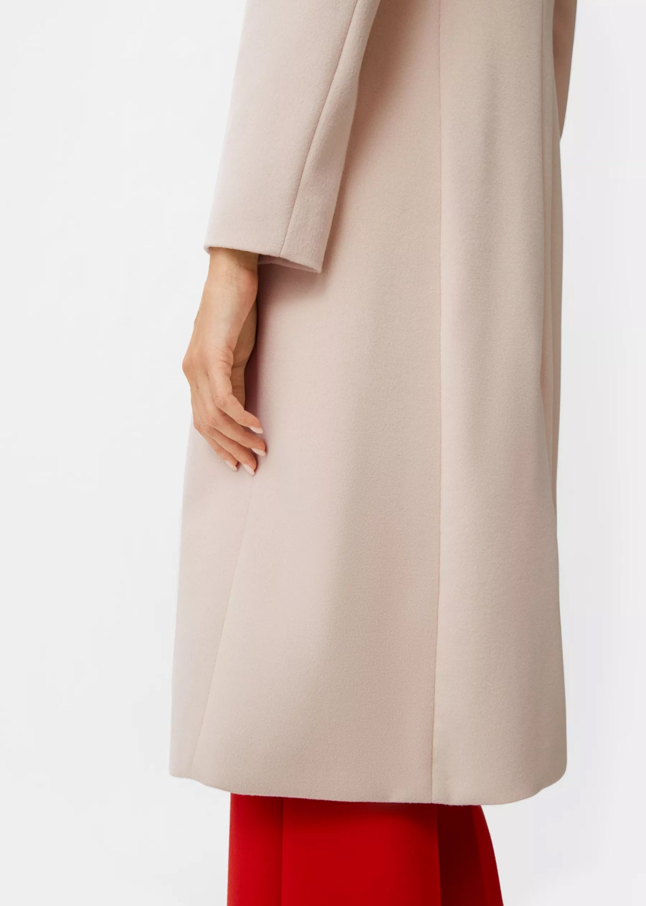 Beige Wool Blend Longline Overcoat