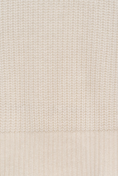 Beige Zip-Neck Cashmere Knit Jumper