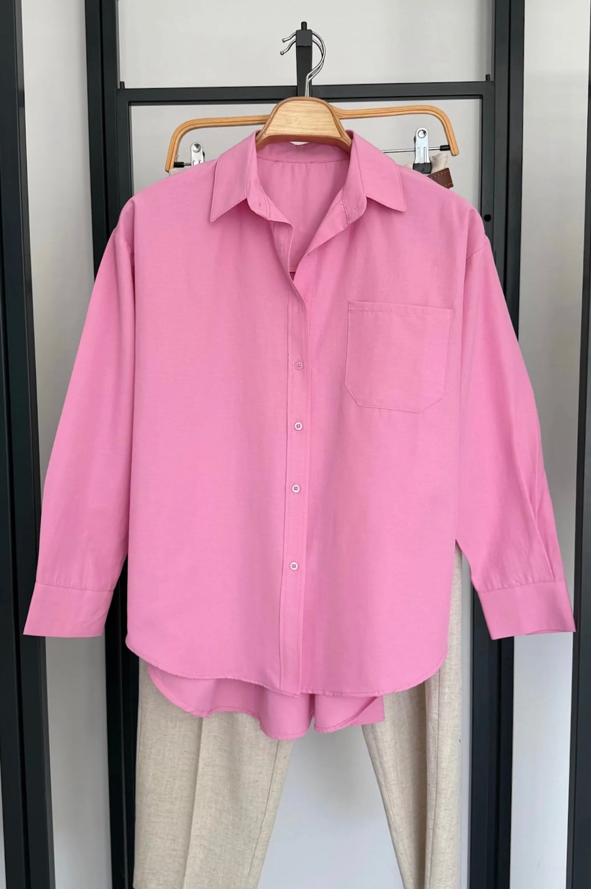 Beige and Pink Shirt Co-ord Set
