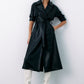 Black Belted Leather Trench Coat