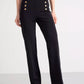 Black Button Front Straight Trousers