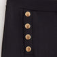 Black Button Front Straight Trousers