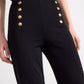 Black Button Front Straight Trousers