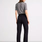 Black Button Front Straight Trousers