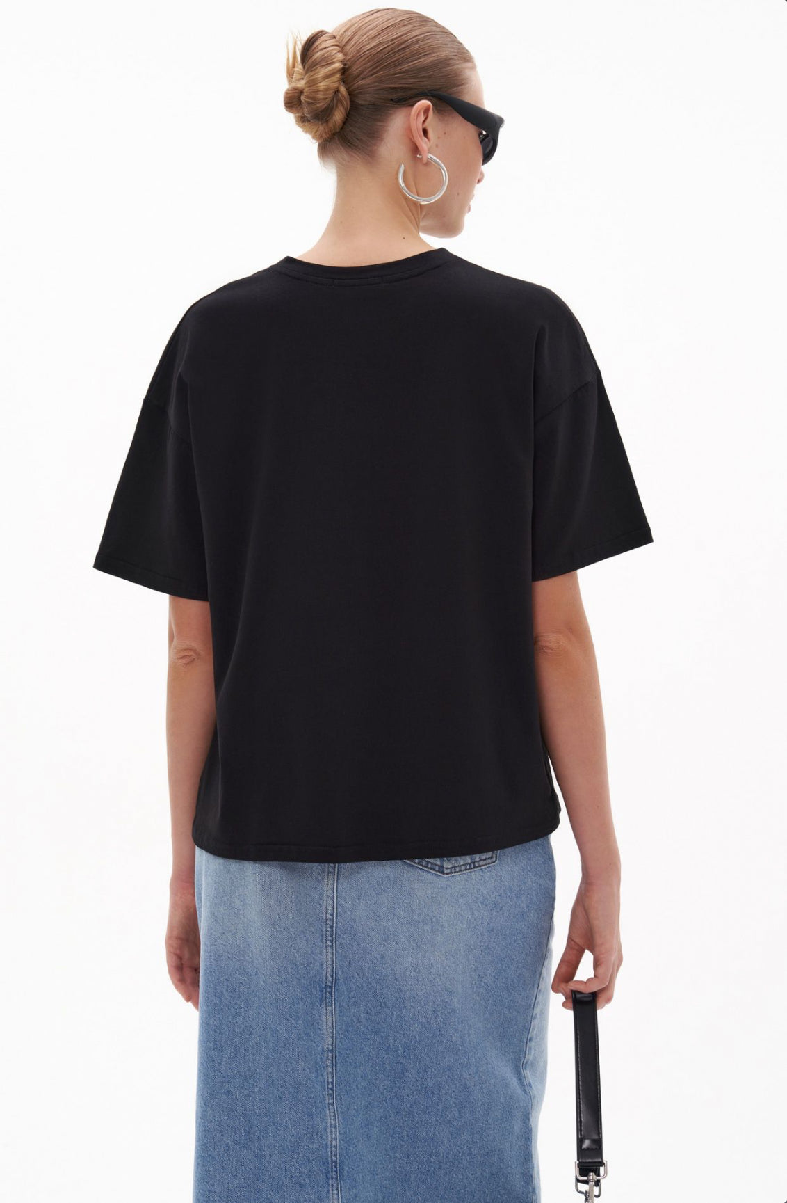 Black Cotton Oversized Solid Tshirt