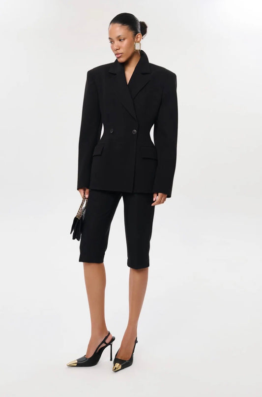 Black Double Breasted Fitted Blazer