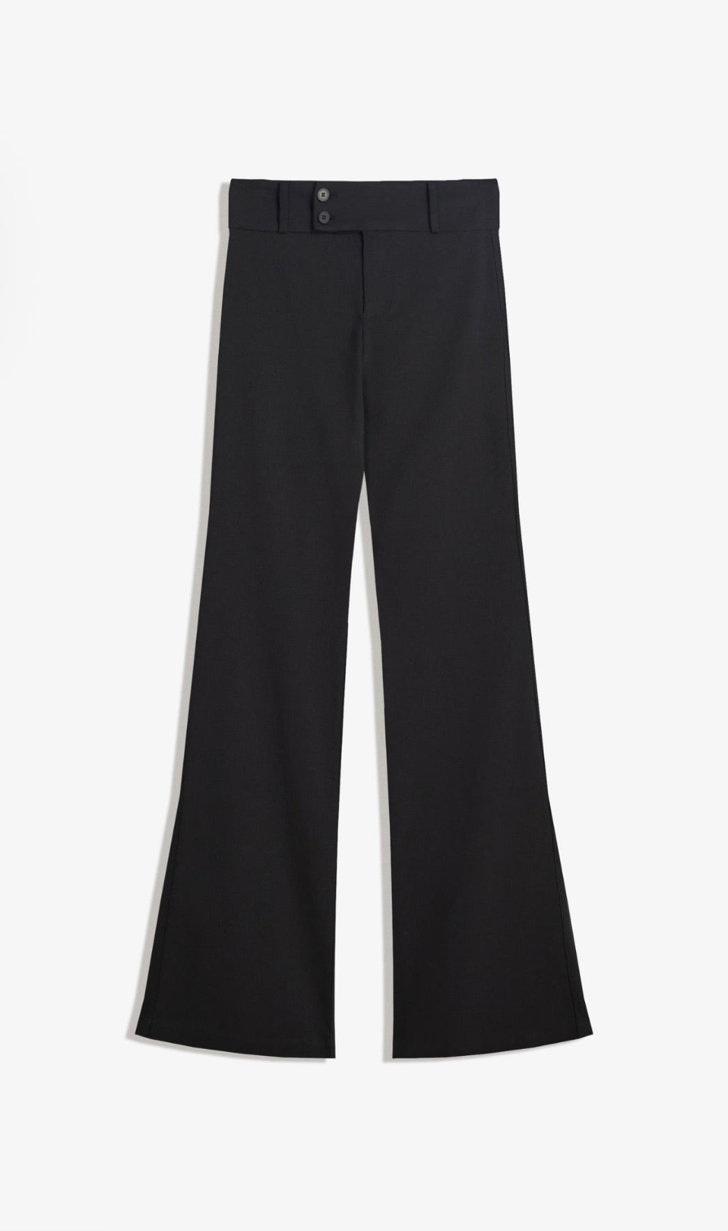 Black Fitted Flared Trousers