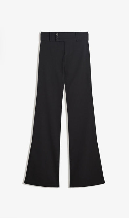 Black Fitted Flared Trousers