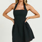 Black Halter Neck Flared Mini Dress