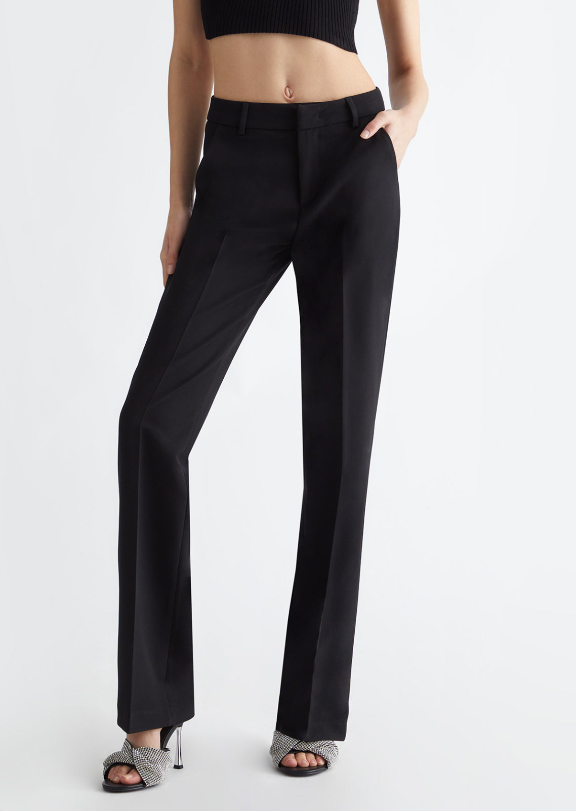 Black High Waisted Straight Trouser