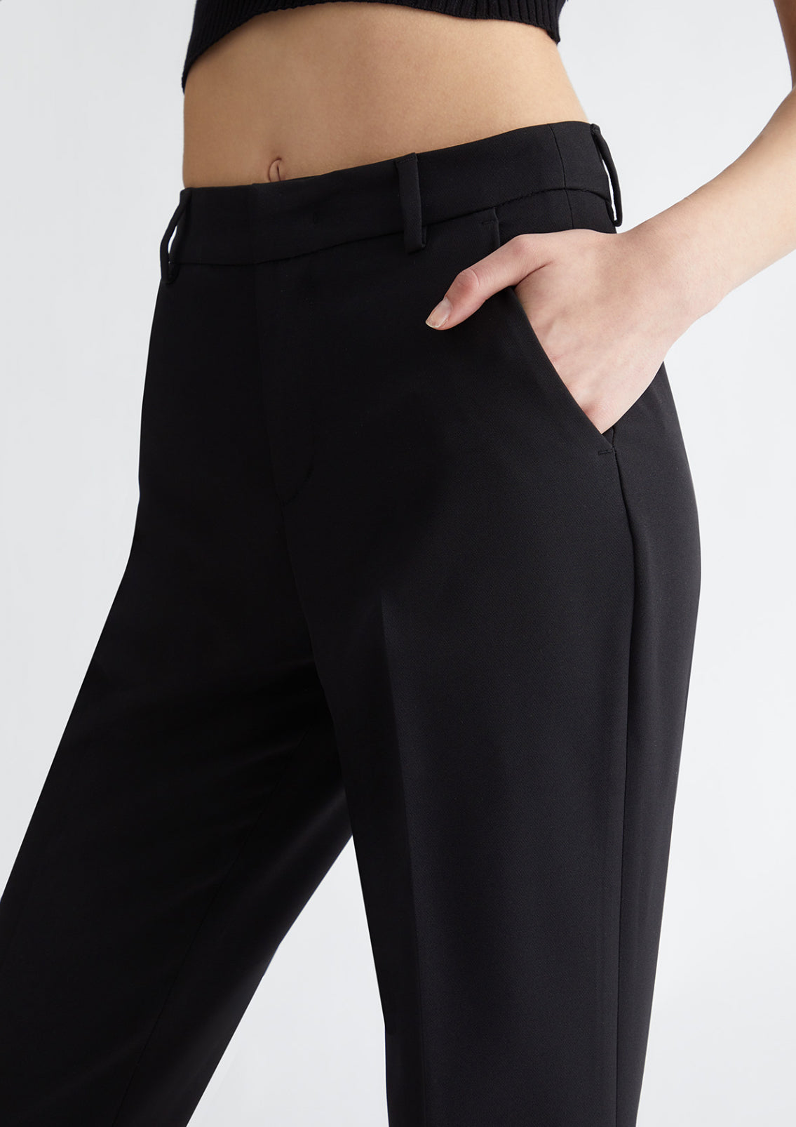 Black High Waisted Straight Trouser