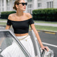 Black Off- Shoulder Crop Top