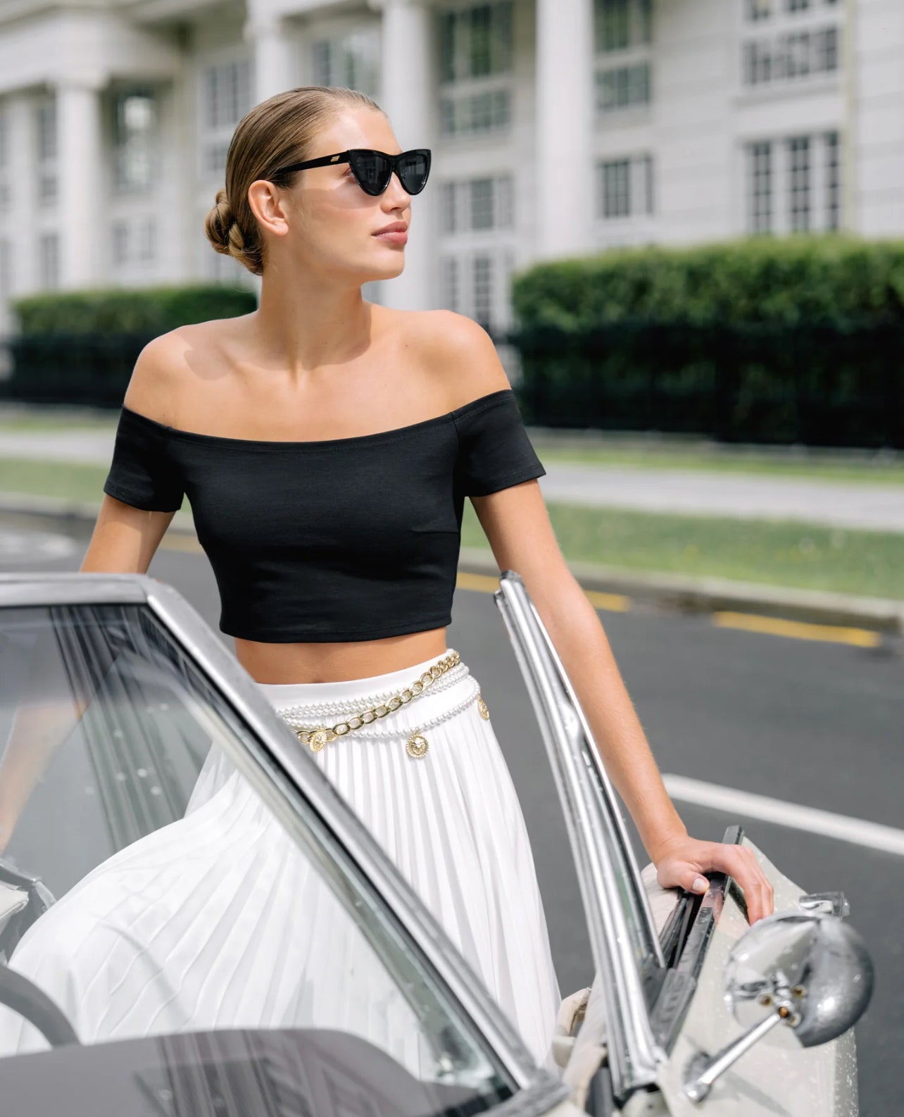 Black Off- Shoulder Crop Top