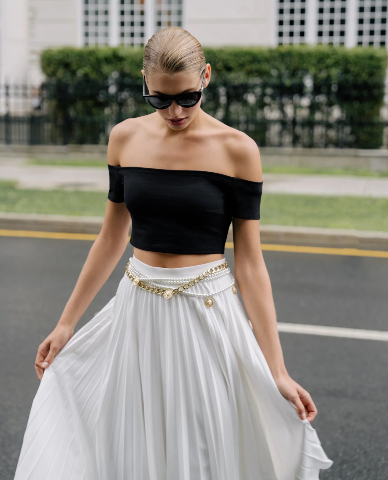 Black Off- Shoulder Crop Top