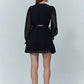 Black Pile Detailed Mini Dress