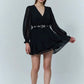 Black Pile Detailed Mini Dress