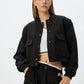 Black Pocket Detail Bomber Jacket