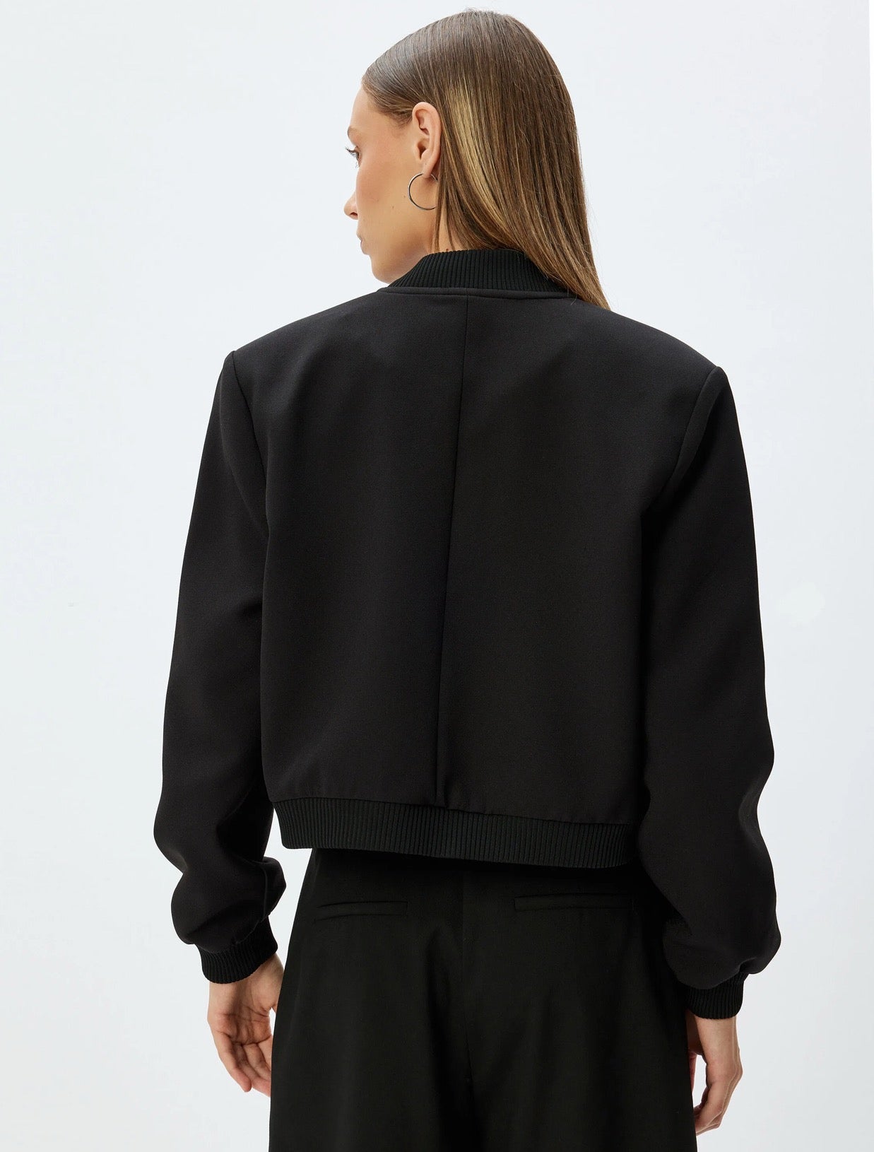 Black Pocket Detail Bomber Jacket