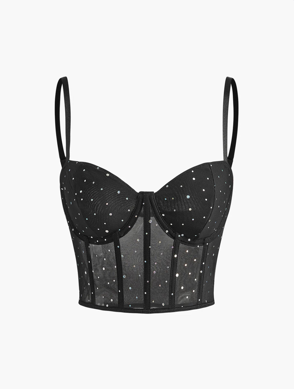 Black Polka Dot Wired Corset Top