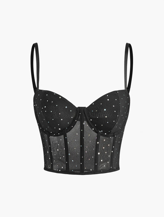 Black Polka Dot Wired Corset Top